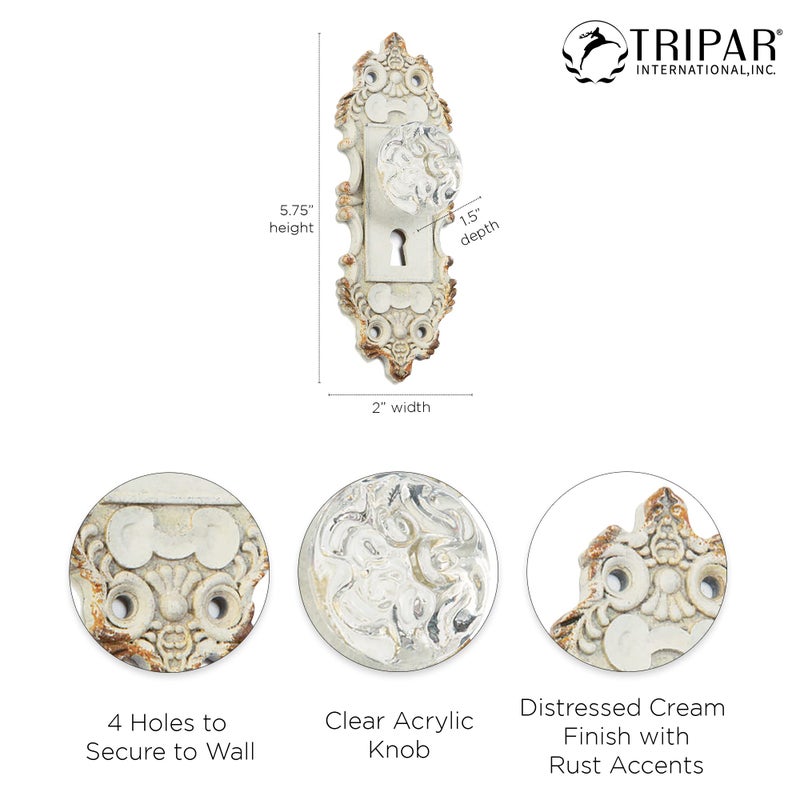 Tripar Decorative Pewter Wall Hook, Vintage Door Knob Style (White) - Image 3
